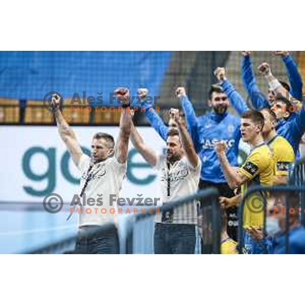 Tomaz Ocvirk, head coach of Celje PL during EHF Champions League handball match between RK Celje Pivovarna Lasko and Motor Zaporozhye in Arena Zlatorog, Celje, Slovenia on October 28, 2020