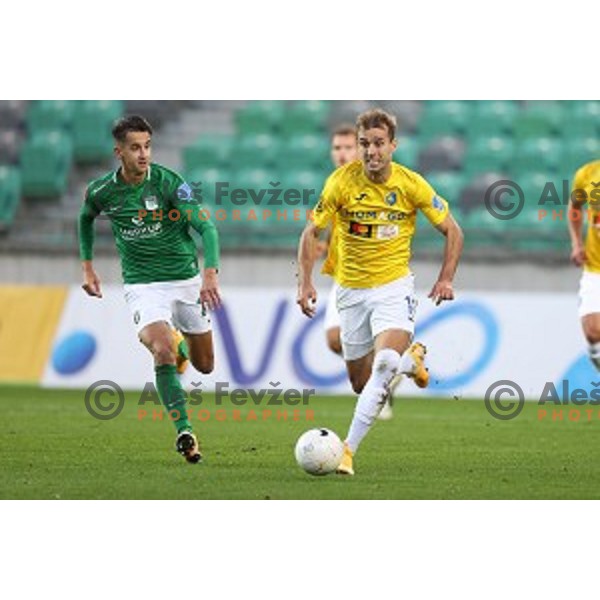Mustafa Nukic in action during Prva Liga Telekom Slovenije 2020-2021 football match between Olimpija and Bravo in Ljubljana, Slovenia on October 29, 2020