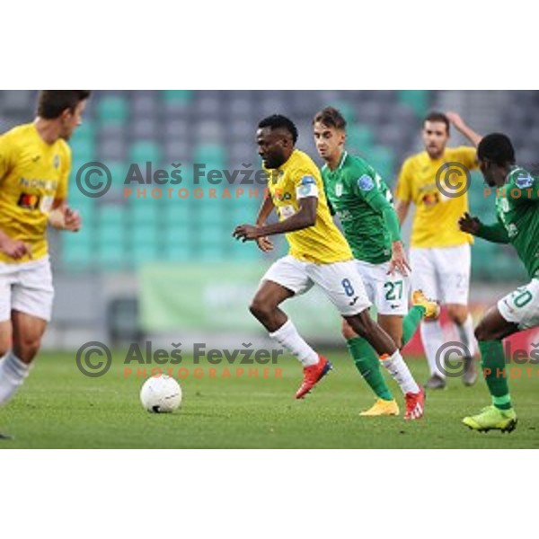 Ovbokha Agboyi in action during Prva Liga Telekom Slovenije 2020-2021 football match between Olimpija and Bravo in Ljubljana, Slovenia on October 29, 2020