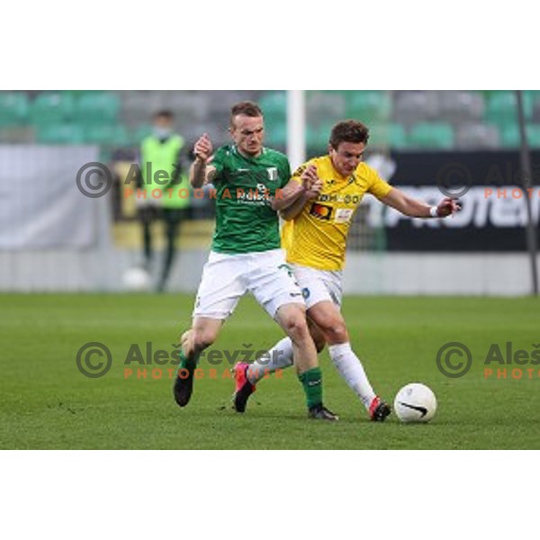 Djordje Ivanovic and Michele Sego in action during Prva Liga Telekom Slovenije 2020-2021 football match between Olimpija and Bravo in Ljubljana, Slovenia on October 29, 2020