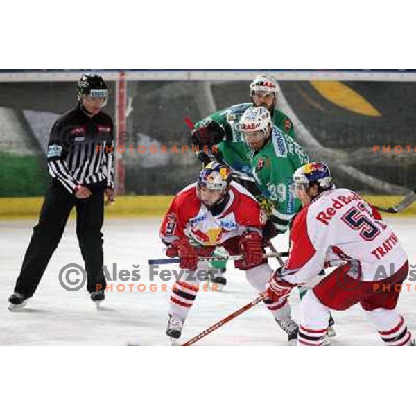 Koch (9), Felsner (39), Trattnig (51) at fifth game of the Final of EBEL league between Red Bulls Salzburg and ZM Olimpija, played in Salzburg 23.3.2008. Red Bulls won 5:0 . Photo by Ales Fevzer 