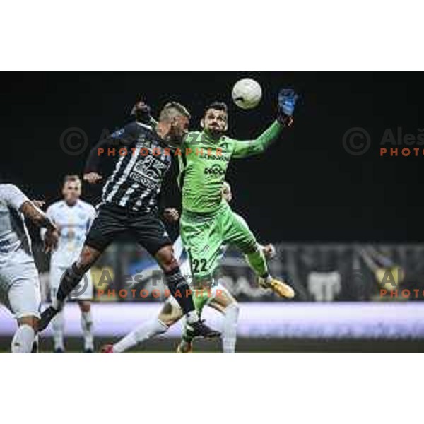 Amadej Marosa vs Matjaz Rozman in action during Prva liga Telekom Slovenije football match between Mura and Celje in Fazanerije, Murska Sobota, Slovenia on November 2, 2020