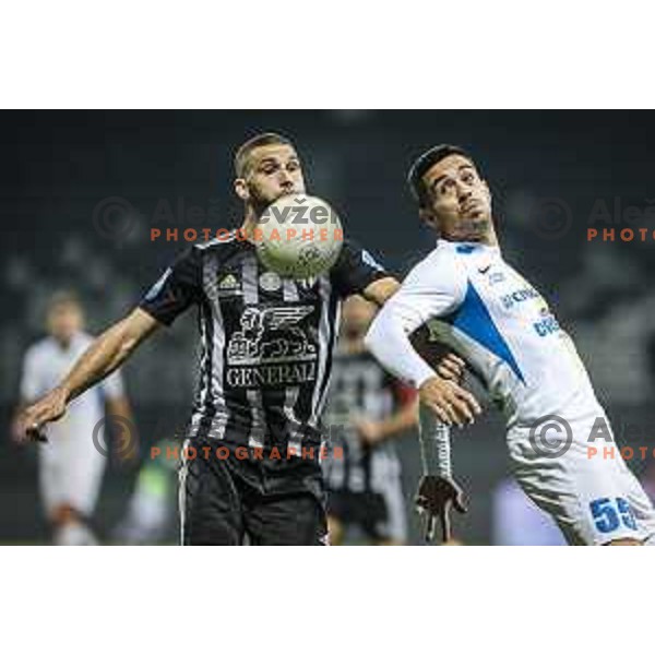Nino Kouter vs Filip Dangubic in action during Prva liga Telekom Slovenije football match between Mura and Celje in Fazanerije, Murska Sobota, Slovenia on November 2, 2020