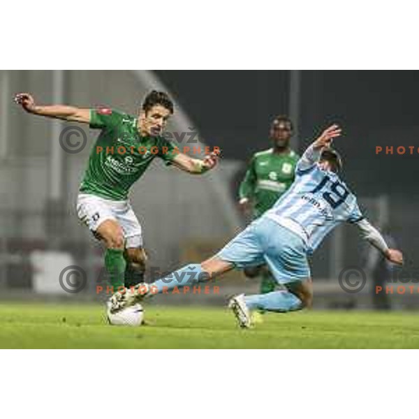 Radivoj Bosic in action during Prva Liga Telekom Slovenije 2002-2021 football match between Gorica and Olimpija in Nova Gorica, Slovenia on November 3, 2020