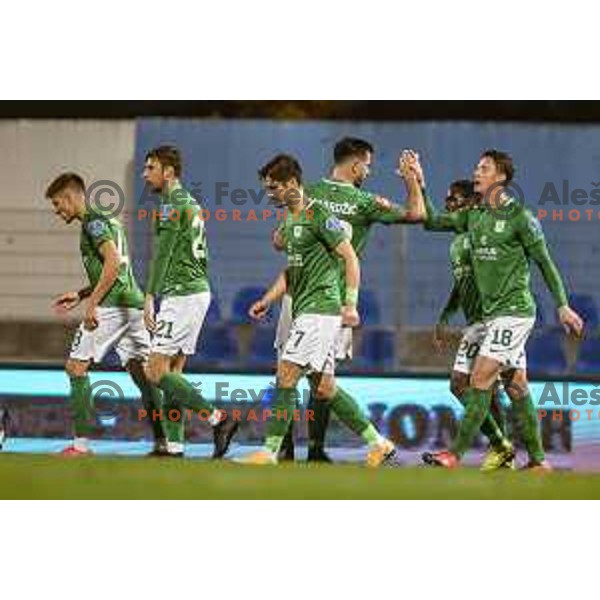 Andres Vombergar in action during Prva Liga Telekom Slovenije 2002-2021 football match between Gorica and Olimpija in Nova Gorica, Slovenia on November 3, 2020