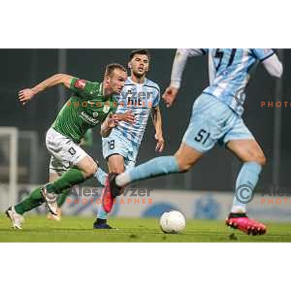 Djordje Ivanovic in action during Prva Liga Telekom Slovenije 2002-2021 football match between Gorica and Olimpija in Nova Gorica, Slovenia on November 3, 2020