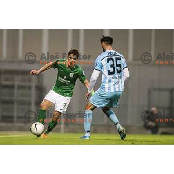 Radivoj Bosic in action during Prva Liga Telekom Slovenije 2002-2021 football match between Gorica and Olimpija in Nova Gorica, Slovenia on November 3, 2020