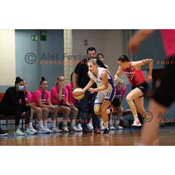 in action during 1.SKL Women basketball match between Jezica and Cinkarna Celje in Ljubljana, Slovenia on October 17, 2020