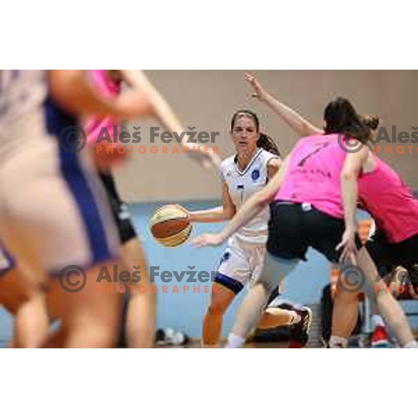 Sara Meden in action during 1.SKL Women basketball match between Jezica and Cinkarna Celje in Ljubljana, Slovenia on October 17, 2020