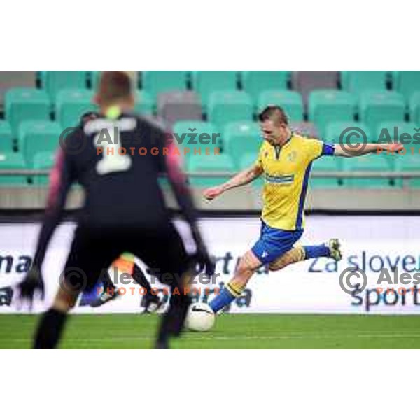 Dare Vrsic in action during Prva Liga Telekom Slovenije 2002-2021 football match between Olimpija and Koper in SRC Stozice, Ljubljana, Slovenia on November 7, 2020