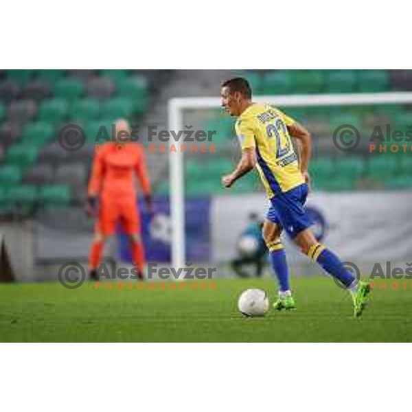 Timotej Dodlek in action during Prva Liga Telekom Slovenije 2002-2021 football match between Olimpija and Koper in SRC Stozice, Ljubljana, Slovenia on November 7, 2020
