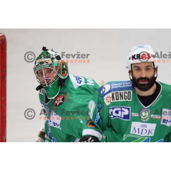 Mohoric and Intranuovo at fifth game of the Final of EBEL league between Red Bulls Salzburg and ZM Olimpija, played in Salzburg 23.3.2008. Red Bulls won 5:0 . Photo by Ales Fevzer 