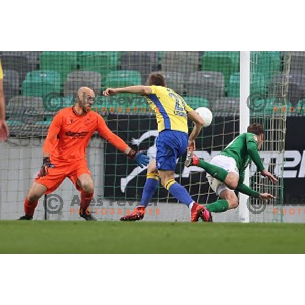 Andres Vombergar in action during Prva Liga Telekom Slovenije 2002-2021 football match between Olimpija and Koper in SRC Stozice, Ljubljana, Slovenia on November 7, 2020