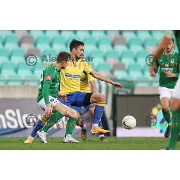 Timi Max Elsnik and Ivan Borna Jelic Balta during Prva Liga Telekom Slovenije 2002-2021 football match between Olimpija and Koper in SRC Stozice, Ljubljana, Slovenia on November 7, 2020