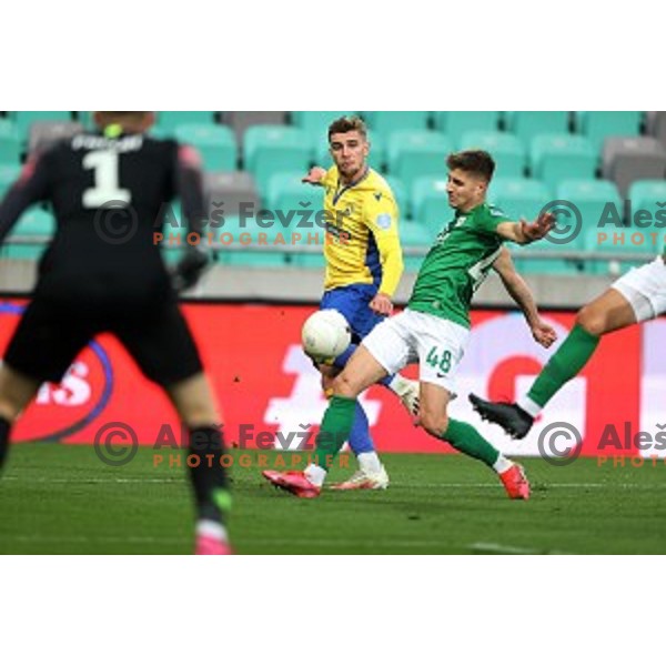 Nardin Mulahusejnovic in action during Prva Liga Telekom Slovenije 2002-2021 football match between Olimpija and Koper in SRC Stozice, Ljubljana, Slovenia on November 7, 2020