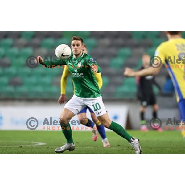 Timi Max Elsnik in action during Prva Liga Telekom Slovenije 2002-2021 football match between Olimpija and Koper in SRC Stozice, Ljubljana, Slovenia on November 7, 2020
