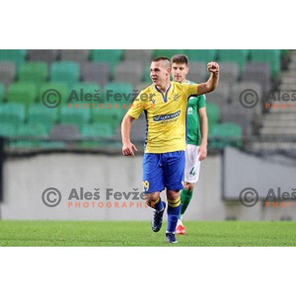 Nikola Krajinovic in action during Prva Liga Telekom Slovenije 2002-2021 football match between Olimpija and Koper in SRC Stozice, Ljubljana, Slovenia on November 7, 2020
