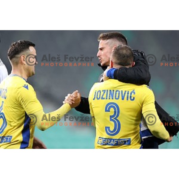 Darko Misic and Nardin Mulahusejnovic in action during Prva Liga Telekom Slovenije 2002-2021 football match between Olimpija and Koper in SRC Stozice, Ljubljana, Slovenia on November 7, 2020