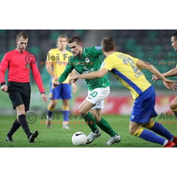 Timi Max Elsnik in action during Prva Liga Telekom Slovenije 2002-2021 football match between Olimpija and Koper in SRC Stozice, Ljubljana, Slovenia on November 7, 2020
