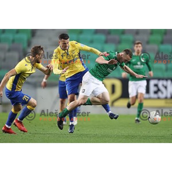 Darko Misic and Djordje Ivanovic in action during Prva Liga Telekom Slovenije 2002-2021 football match between Olimpija and Koper in SRC Stozice, Ljubljana, Slovenia on November 7, 2020