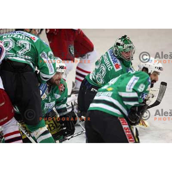 Mitchell, Mohoric, Intranuovo at fifth game of the Final of EBEL league between Red Bulls Salzburg and ZM Olimpija, played in Salzburg 23.3.2008. Red Bulls won 5:0 . Photo by Ales Fevzer 
