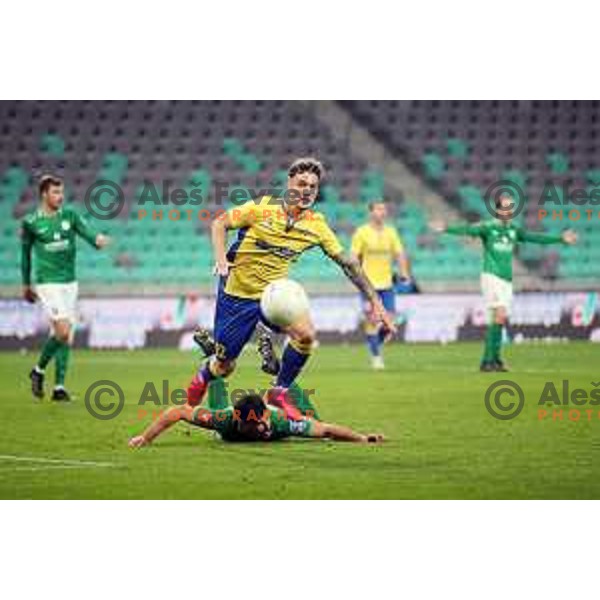 Luka Vekic and Marko Perkovic in action during Prva Liga Telekom Slovenije 2002-2021 football match between Olimpija and Koper in SRC Stozice, Ljubljana, Slovenia on November 7, 2020