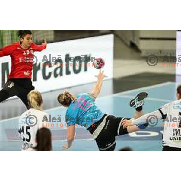 Valentina Klemencic in action during EHF Champions League Women 2020-2021 handball match between Krim Mercator (SLO) and CSM Bucuresti (ROU) in SRC Stozice, Ljubljana, Slovenia on November 7, 2020