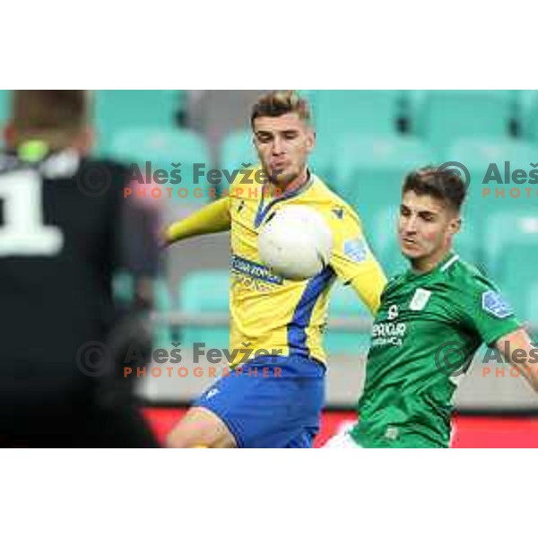 Nardin Mulahusejnovic in action during Prva Liga Telekom Slovenije 2002-2021 football match between Olimpija and Koper in SRC Stozice, Ljubljana, Slovenia on November 7, 2020