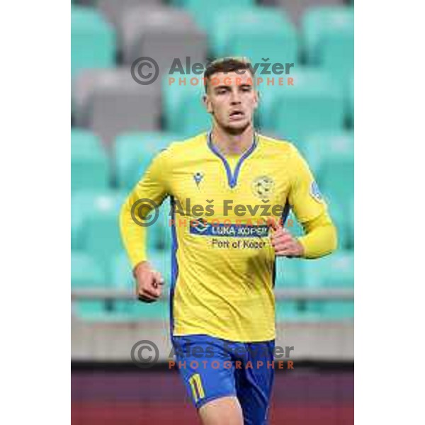 Nardin Mulahusejnovic in action during Prva Liga Telekom Slovenije 2002-2021 football match between Olimpija and Koper in SRC Stozice, Ljubljana, Slovenia on November 7, 2020