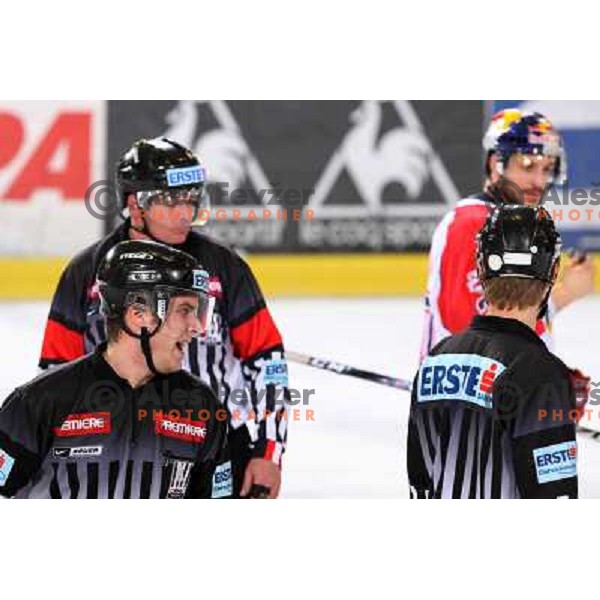 Referees at sixth game of the Final of EBEL league between ZM Olimpija and Red Bulls Salzburg, played in Ljubljana 25.3.2008. Photo by Ales Fevzer 
