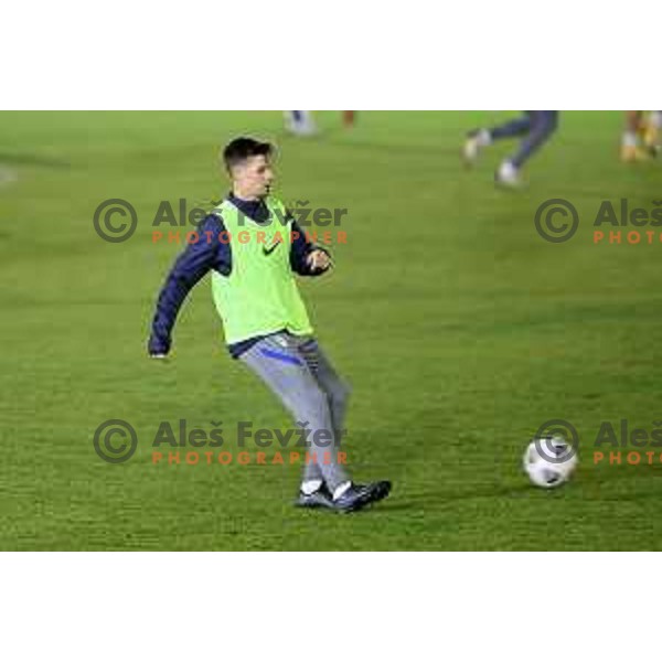 Miha Zajc of Slovenia football team during practice session at ZAK stadium in Ljubljana, Slovenia on November 9, 2020