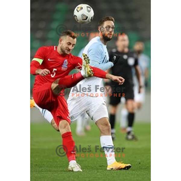 Tim Matavz in action during friendly football match between Slovenia and Azerbaijan in SRC Stozice, Ljubljana, Slovenia on November 11, 2020