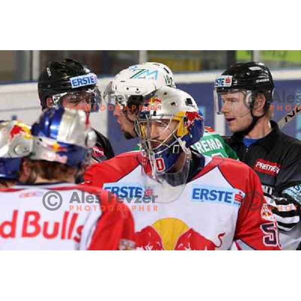 Yarema discusses with referee and gets 10 minutes penalty- missconduct at sixth game of the Final of EBEL league between ZM Olimpija and Red Bulls Salzburg, played in Ljubljana 25.3.2008. Red Bulls Salzburg won the game 3:2 and series 4:2 and became Champ