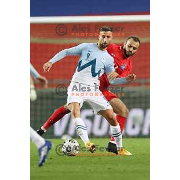 Andraz Sporar in action during friendly football match between Slovenia and Azerbaijan in SRC Stozice, Ljubljana, Slovenia on November 11, 2020