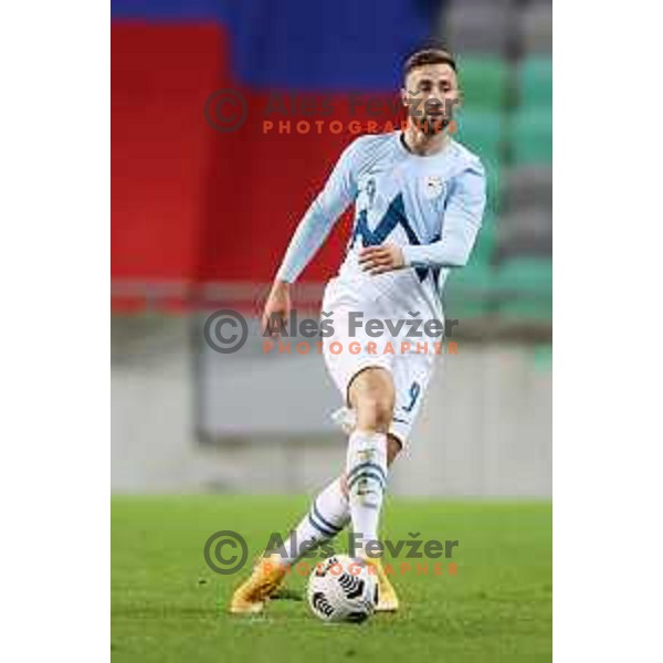 Andraz Sporar in action during friendly football match between Slovenia and Azerbaijan in SRC Stozice, Ljubljana, Slovenia on November 11, 2020
