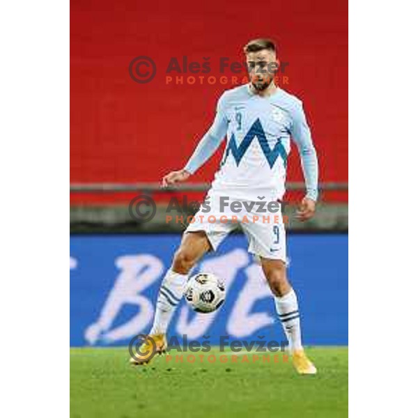 Andraz Sporar in action during friendly football match between Slovenia and Azerbaijan in SRC Stozice, Ljubljana, Slovenia on November 11, 2020