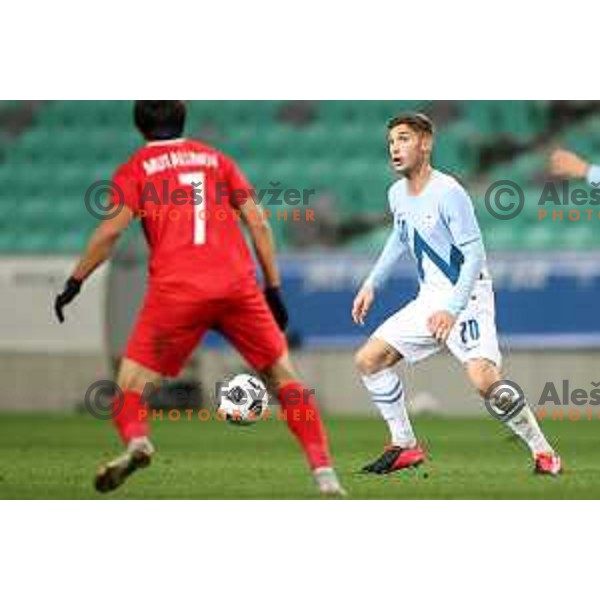 Adam Gnezda Cerin in action during friendly football match between Slovenia and Azerbaijan in SRC Stozice, Ljubljana, Slovenia on November 11, 2020