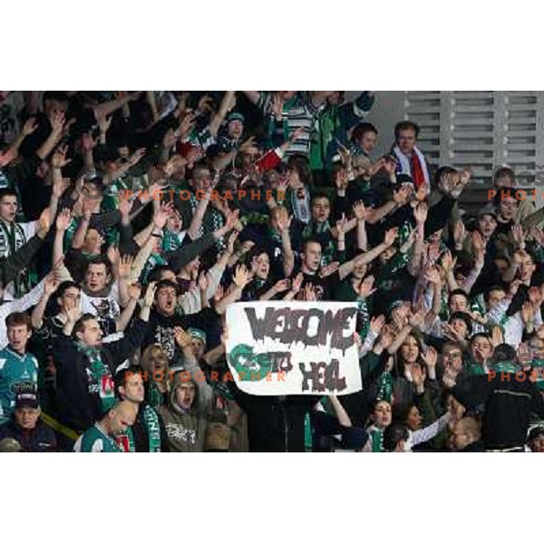 Green dragons at sixth game of the Final of EBEL league between ZM Olimpija and Red Bulls Salzburg, played in Ljubljana 25.3.2008. Red Bulls Salzburg won the game 3:2 and series 4:2 and became Champions of EBEL league. Photo by Ales Fevzer 