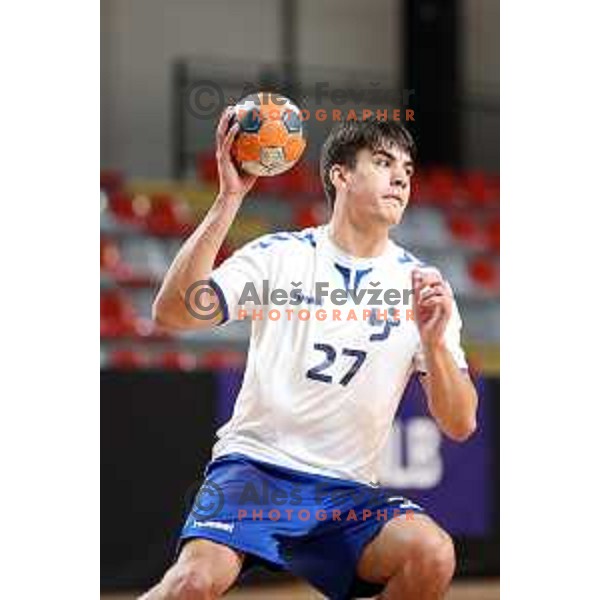 Peter Sisko in action during 1.NLB league handball match between MRK Ljubljana and Trimo Trebnje in Kodeljevo Hall, Ljubljana, Slovenia on November 14, 2020