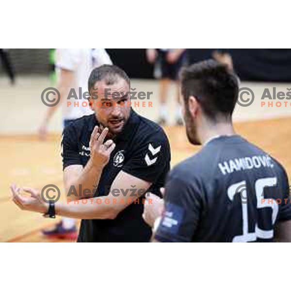Uros Zorman, head coach of Trimo Trebnje during 1.NLB league handball match between MRK Ljubljana and Trimo Trebnje in Kodeljevo Hall, Ljubljana, Slovenia on November 14, 2020