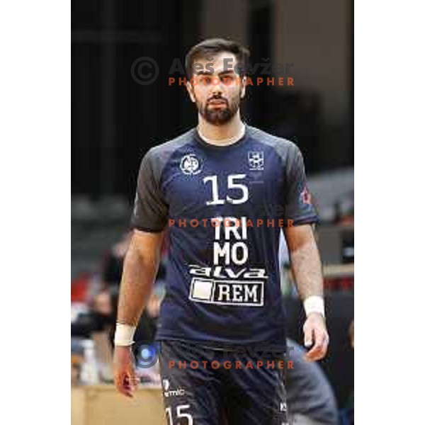in action during 1.NLB league handball match between MRK Ljubljana and Trimo Trebnje in Kodeljevo Hall, Ljubljana, Slovenia on November 14, 2020