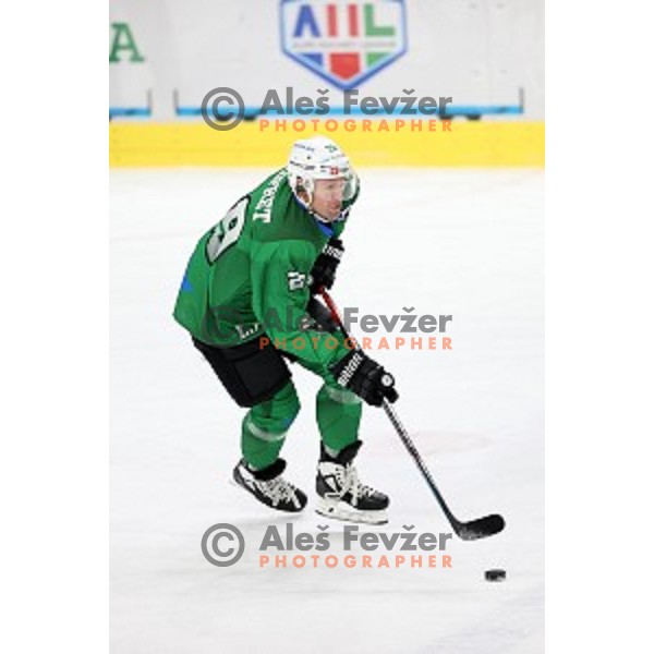 Anze Ropret of SZ Olimpija in action during Alps League ice-hockey match between SZ Olimpija and Weihenstephan in Ljubljana, Slovenia on November 14, 2020