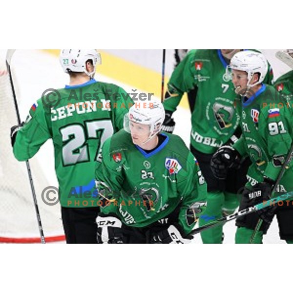 Jan Drozg of SZ Olimpija in action during Alps League ice-hockey match between SZ Olimpija and Weihenstephan in Ljubljana, Slovenia on November 14, 2020