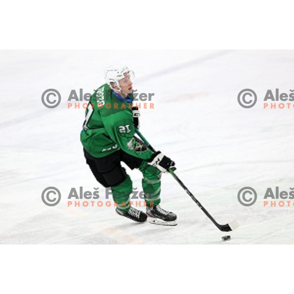 Jan Drozg of SZ Olimpija in action during Alps League ice-hockey match between SZ Olimpija and Weihenstephan in Ljubljana, Slovenia on November 14, 2020