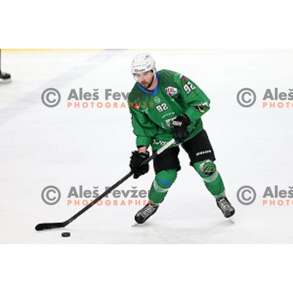 Aleksandar Magovac of SZ Olimpija in action during Alps League ice-hockey match between SZ Olimpija and Weihenstephan in Ljubljana, Slovenia on November 14, 2020