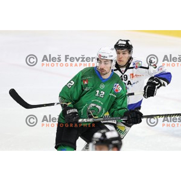 Nik Simsic of SZ Olimpija in action during Alps League ice-hockey match between SZ Olimpija and Weihenstephan in Ljubljana, Slovenia on November 14, 2020