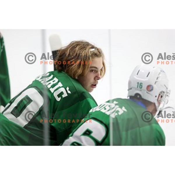 Jon Dukaric of SZ Olimpija during Alps League ice-hockey match between SZ Olimpija and Weihenstephan in Ljubljana, Slovenia on November 14, 2020