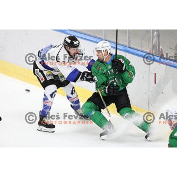 Ziga Pance of SZ Olimpija in action during Alps League ice-hockey match between SZ Olimpija and Weihenstephan in Ljubljana, Slovenia on November 14, 2020