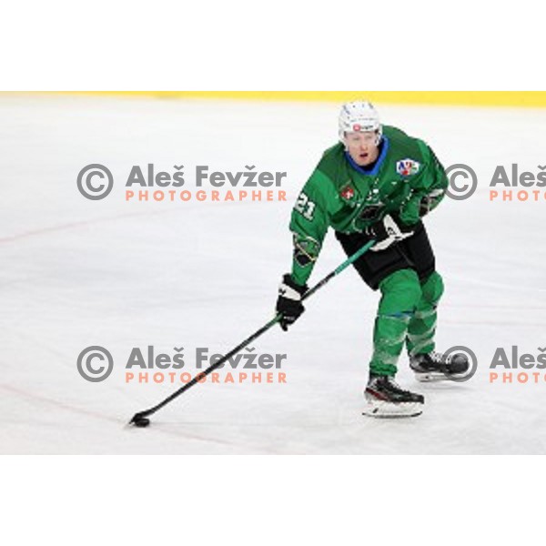 Jan Drozg of SZ Olimpija in action during Alps League ice-hockey match between SZ Olimpija and Weihenstephan in Ljubljana, Slovenia on November 14, 2020