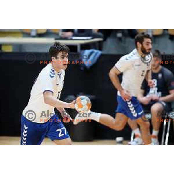 Peter Sisko in action during 1.NLB league handball match between MRK Ljubljana and Trimo Trebnje in Kodeljevo Hall, Ljubljana, Slovenia on November 14, 2020